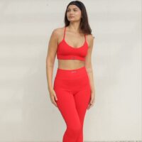 Calça básica alta tecido canelado Red